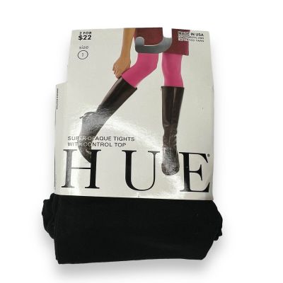 Hue Women’s Black Super Opaque Tights W/ Control Top 1 Pair Pack Size 1